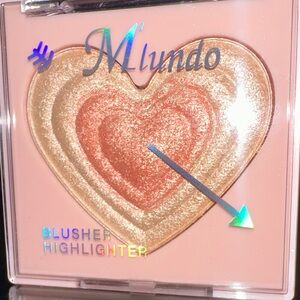 Heart Blusher Highlighter - Gold and Brown